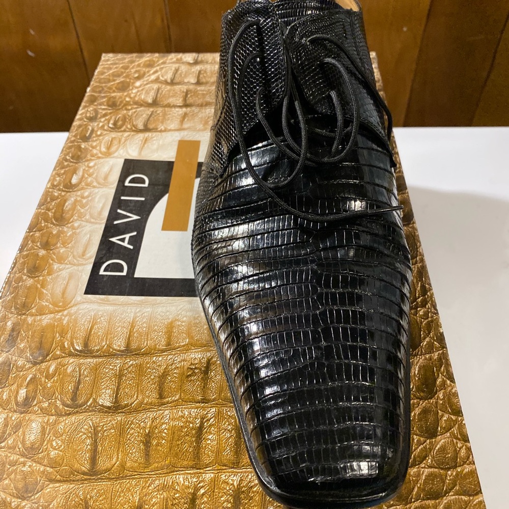 Black lizard skin shoes
